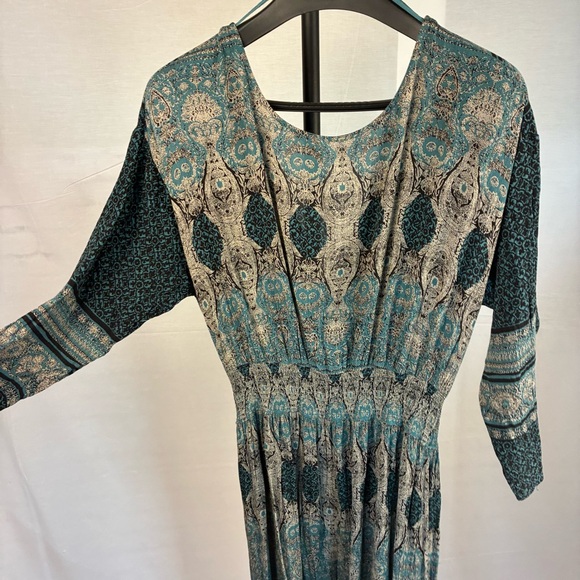 Free People She’s a Lady Reversible Midi Dress in Jade Paisley L - Picture 3 of 11